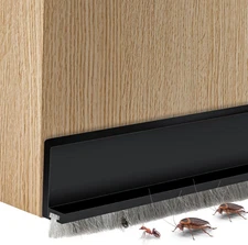 2 Pcs Door Sweep for Bottom of Door ,Integrated under Door Draft Stopper with Br