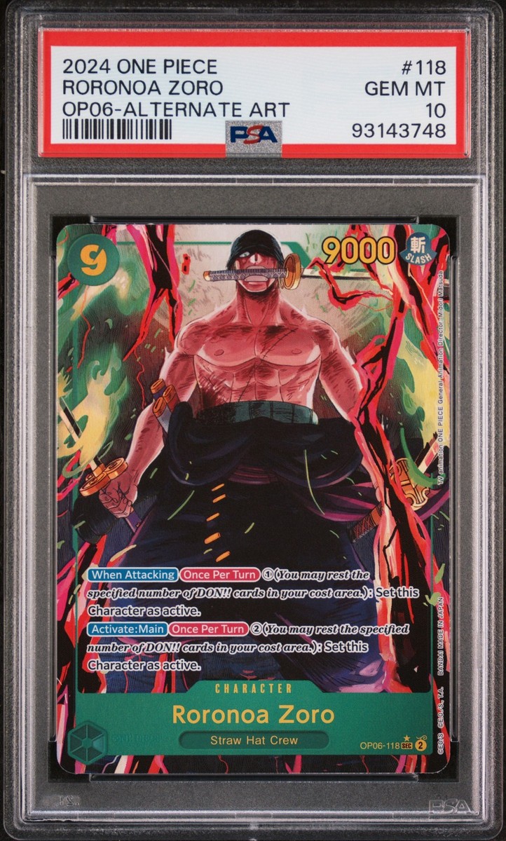 ワンピース　ベリーマッチ　ゾロ　GR PSA10 6弾　グランドレア 2024 ONE PIECE OP06-WINGS OF THE CAPTAIN ALTERNATE ART #118
