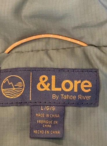 New Men's &Lore by Tahoe River Olive Green Primaloft Quilted Insulated Vest image 7