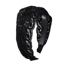 Vctitil Black Wide Lace Headband Hair Band Elegant Trendy Headband Elastic Hairb