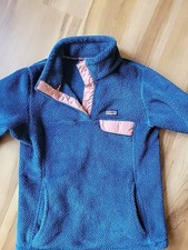 Patagonia CHILDS Snap 1/4 Pullover Plush Dark Teal/ Mauve Trim Cozy