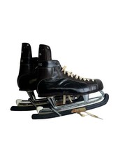 VTG CCM Senior Pro Canada Black Brown Leather Men's Hockey Ice Skates Sz 7 1/2