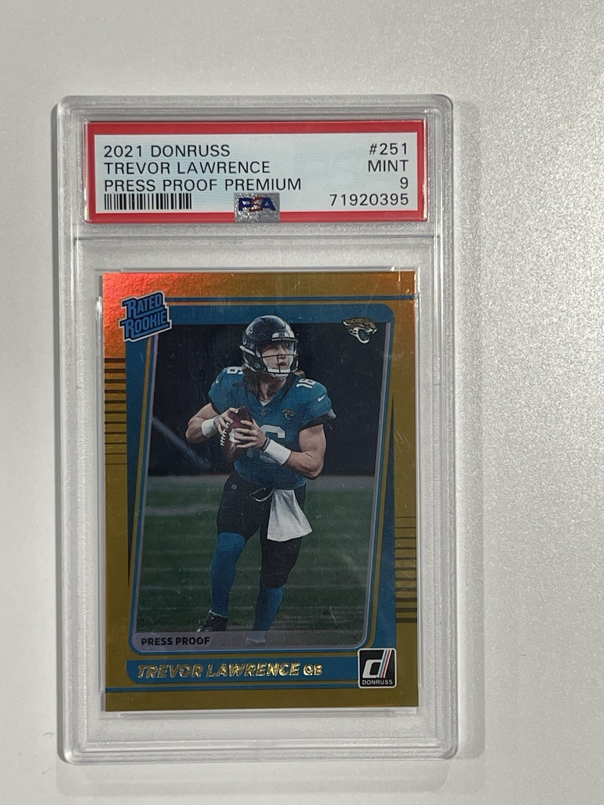 2021 Donruss Trevor Lawrence Gold Press Proof Premium PSA 9 RC