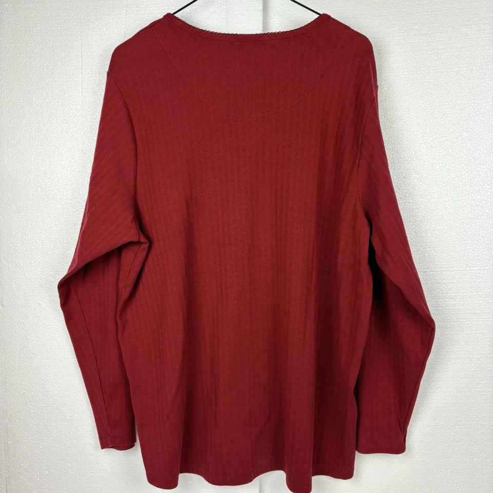 Fashion Bug Long Sleeve Knit Tops Size 18/20 Red Henley Brown Lace Front Lot 2 - Image 4 of 4