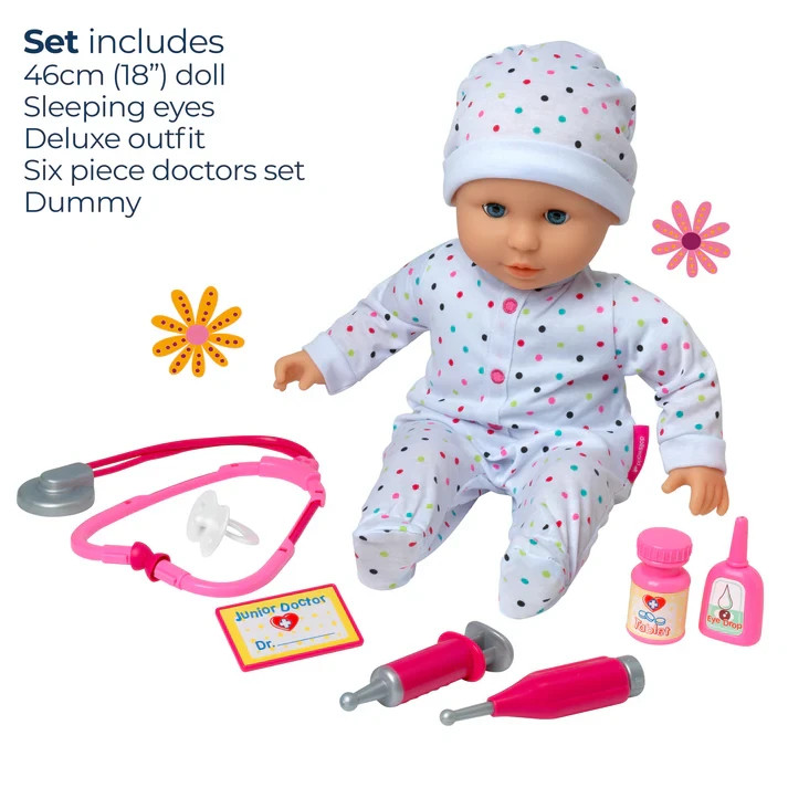 Large Dolls World DOLLY DOCTOR DOLL with toy accessories (46cm) Age 3yrs+ (2575)