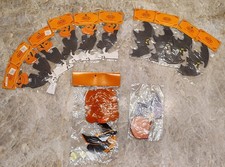 4 Vtg Party Fun 9' Halloween Paper Garland Bat Cat Skeleton Witch Pumpkin Taiwan