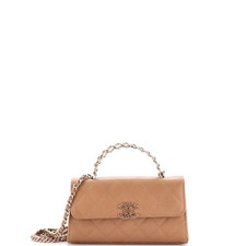 Chanel Top Handle Phone Holder with Chain Quilted Caviar