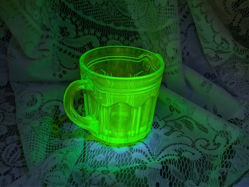 Vintage Uranium Glass Anchor Hocking Double Handled Sugar Bowl