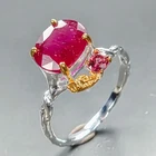 10x8 mm. gem Ruby Ring 925 Sterling Silver Size 7.5 /R466940