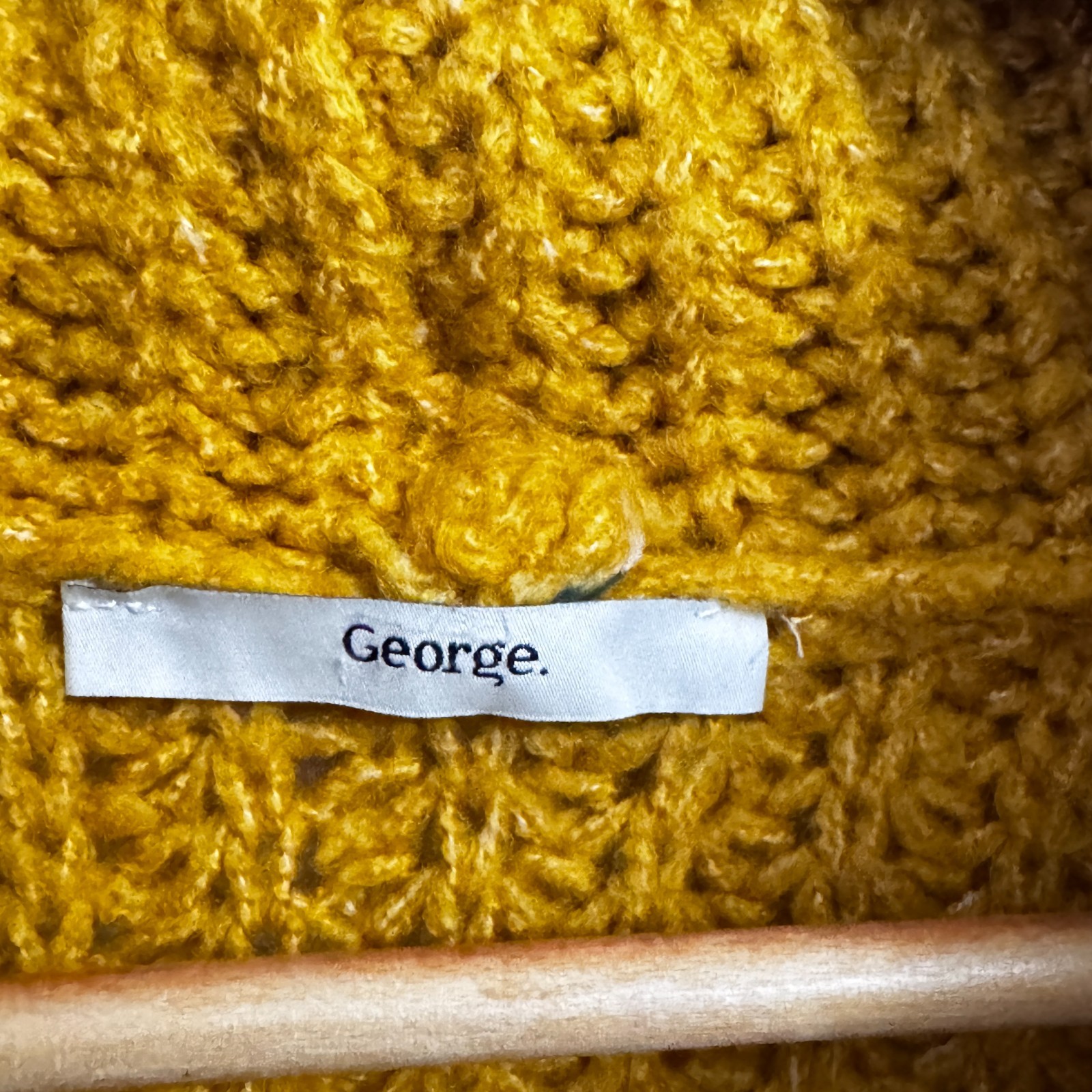 George Mustard Yellow Cable Knit Cowl Neck Sweater image 5