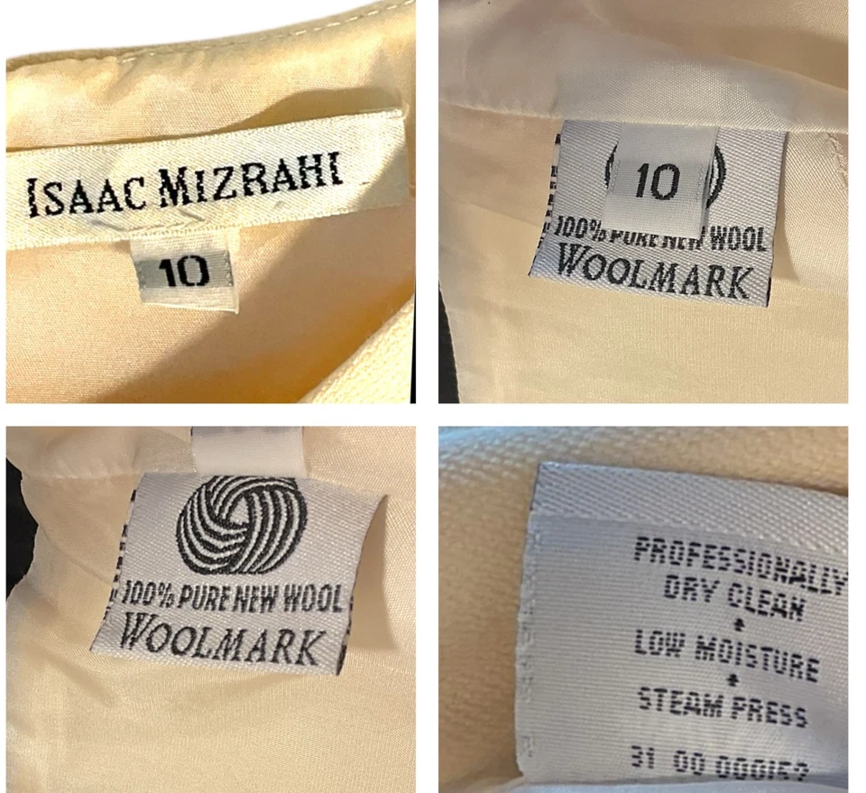 ISAAC MIZRAHI LADIES DRESS 10 cream black vtg museum Runway couture 80s Rare - Image 2 of 4