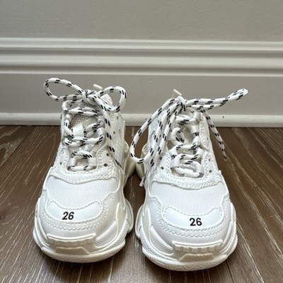 Balenciaga Triple S White Mesh Sneakers Unisex Kids EU 26 US 9.5 Lace Up