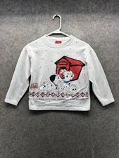 Vintage Disney Sweatshirt Youth Small White 101 Dalmatians Graphic Pullover 90s