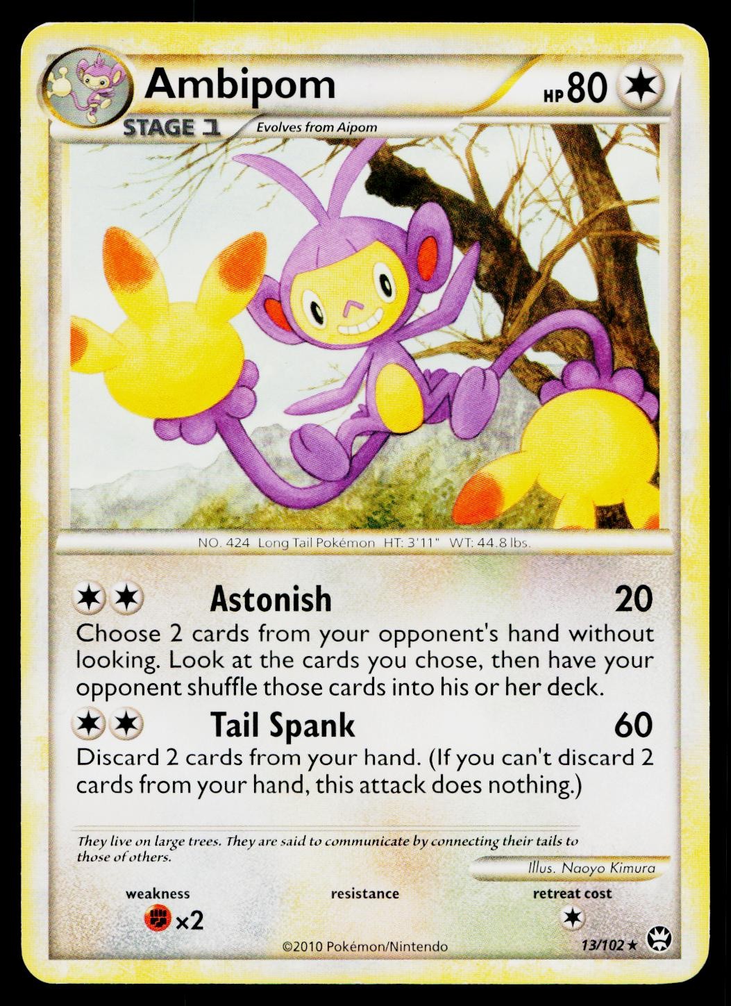 Ambipom 13/102 Rare HGSS Triumphant Pokemon Lightly Played