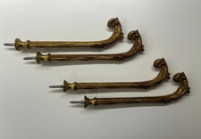 Vintage French Brass Curtain Tiebacks, Set of 4 (2 Pairs)