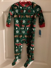 Carter's Christmas Holiday Fleece Sleeper 12 Months PJs Footies Unisex NWT