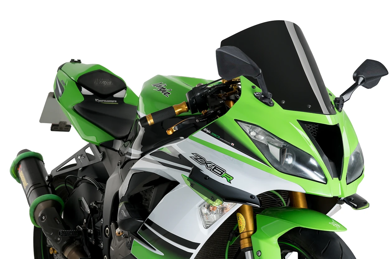 Kawasaki ZX6R 636 2013-2023 Puig R-Racer Screen Windshield Black Opaque