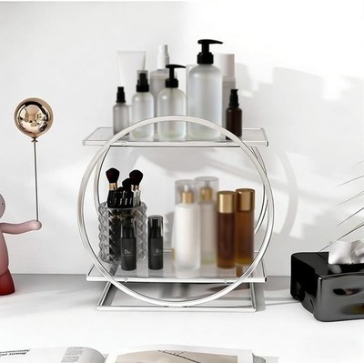 2 Ebenen Kosmetik Aufbewahrung Regal für Schreibtisch Bad Küche Essentials Organizer