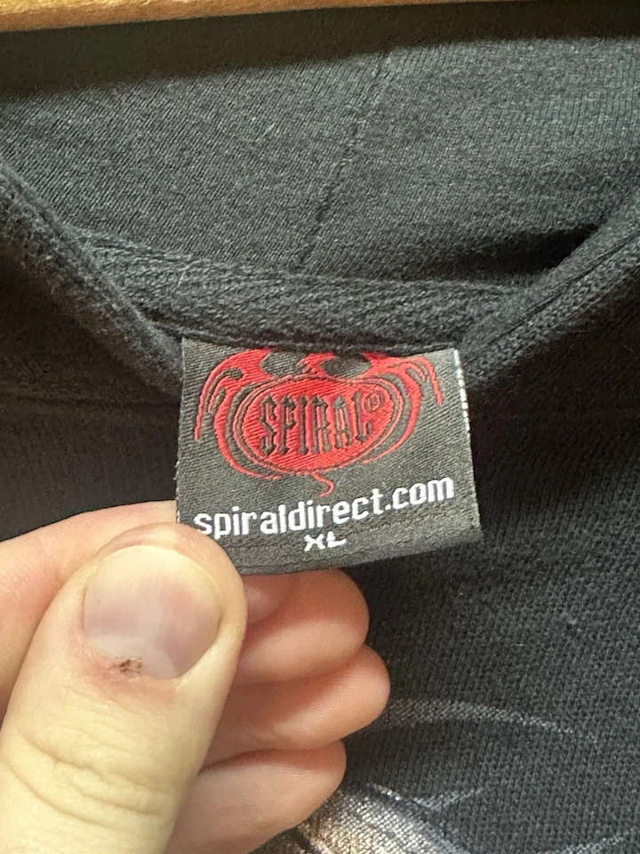 Sudadera con Capucha Tribal Calavera Gótica Directa Espiral Y2K Doble Cara Algodón Negro Para Hombres XL Foto 4 de 4