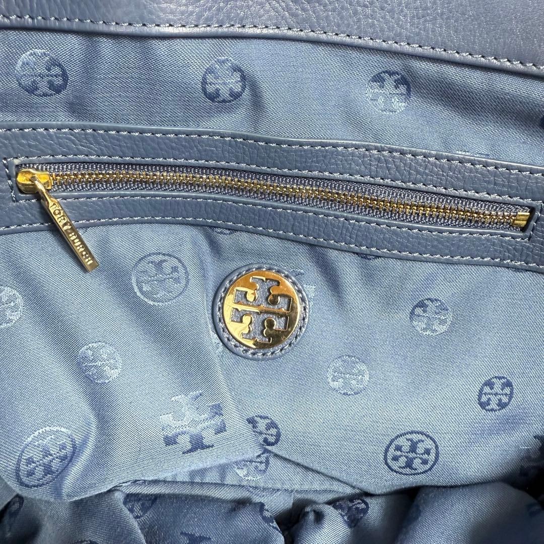 Tory Burch Blue Python Embossed Suede Leather Tot… - image 18