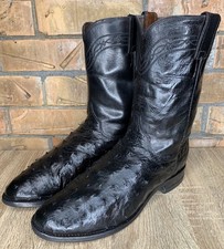 Justin Western Roper Boots Full Quill Ostrich Size 9D