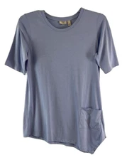 LOGO Lori Goldstein Asymmetric Hem Shirt Blue Sz M Pull On A397491 Women CB57W