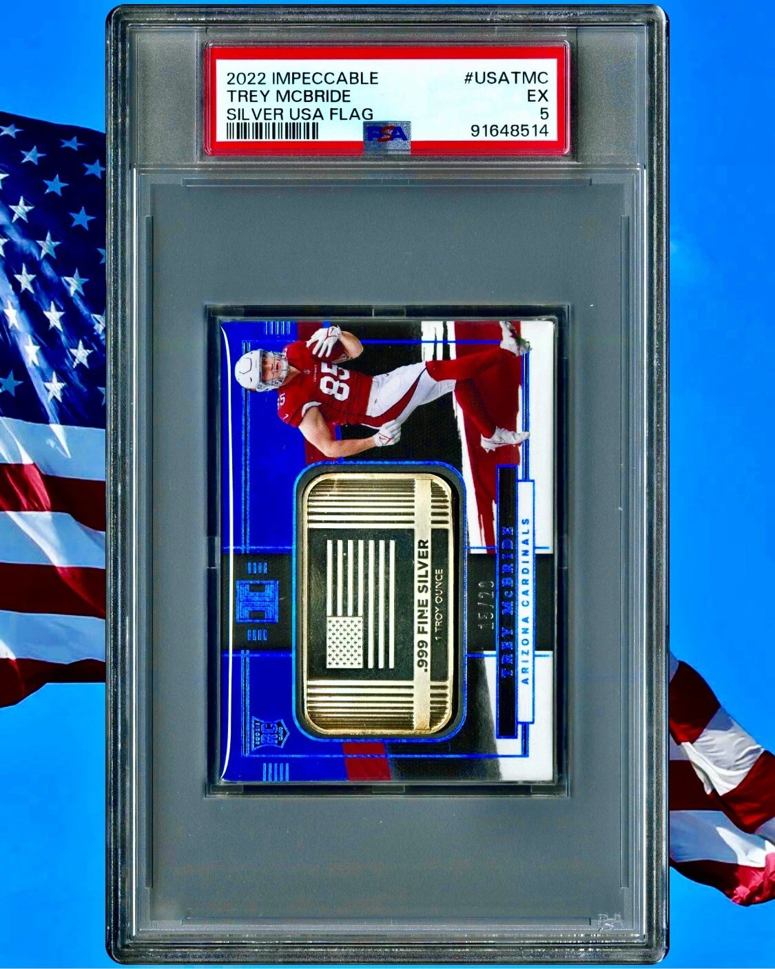 Trey McBride Panini Impeccable Silver USA Flag #USATMC Base