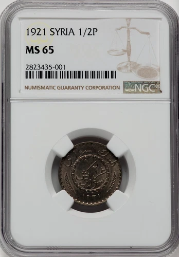 LEBANON - S Y R I E ,  1/2 PIASTRES 1921 - NGC MS 65 (24) , RARE