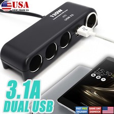 4 Way Multi Socket Car Cigarette Lighter Splitter USB Charger Adapter 12V 120W