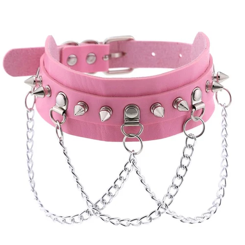 Punk Gothic Spike Rivit Choker Halsband PU Leder BDSM Halskette 16 Farben - Bild 14 von 36