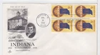 TurtlesTradingPost- Indiana Statehood #1308- 1966 FDC Artcraft Cachet- Block