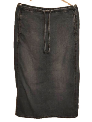 London Jean Denim Long Jean Straight Skirt Back Slit Sz Small Petite