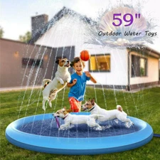 59in Non-Slip Splash Pad for Kids Dog Thicken Sprinkler Pool Outdoor Water Toys