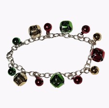 Christmas Jingle Bells Charm Bracelet Silver Tone Holiday Fashion Jewelry Women