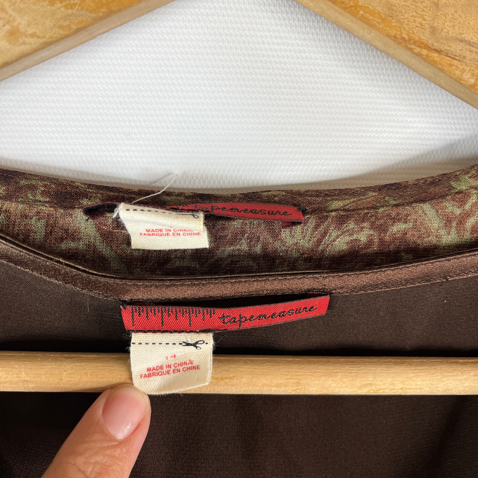 Tapemeasure Womens Y2K Blouse Shirt Top Size 14 Brown Green Floral Ruffle Sheer