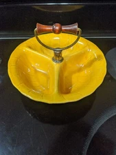 Lane & Co. Divided Center Handle CA Nut Candy Relish Server Dish 8". no. 8424. 