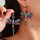 Luxury Jewellery Colorful Rhinestone Dragonfly Long Pendant Dangle Gift Earrings