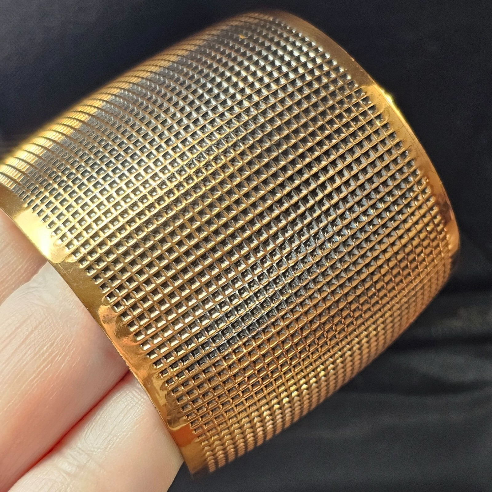 Textured Grid Solid Copper Wide Open Cuff Chunky … - image 7