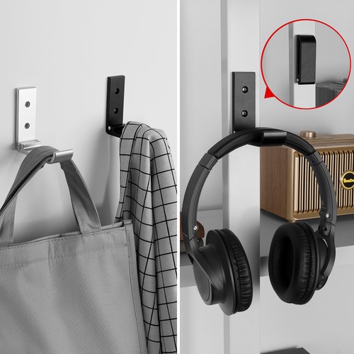 Geekria Foldable Wall Mount Headphones Holder Stand (Black / 5 Pcs) - Picture 6 of 6