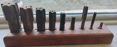 9- Pipe Taps With Homemade Vintage Stand-nye-rigid-greenfield-century
