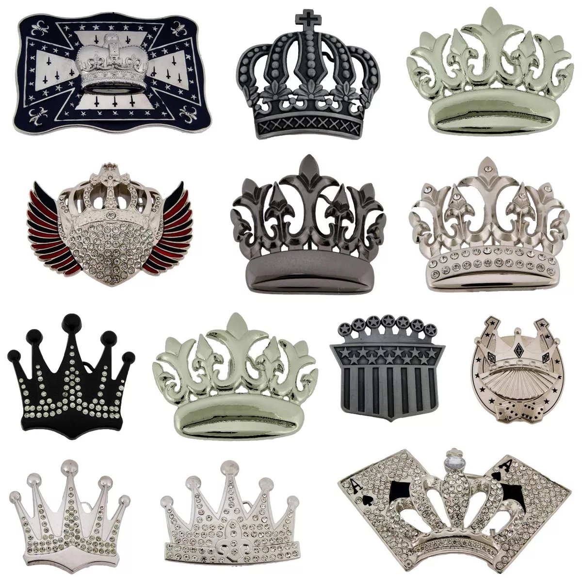12 Pcs Crown Belt Buckle Men Women Wholesale Lot Cowgirl Cowboy