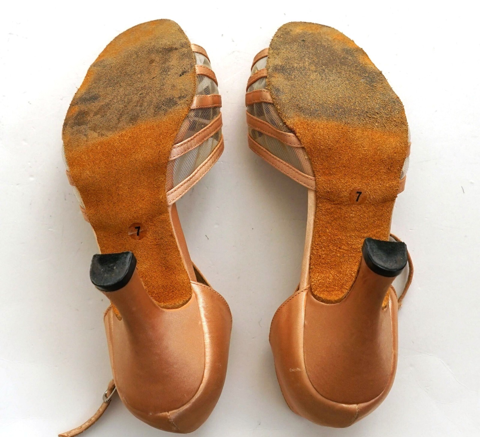 Go Go Dance Shoes Ballroom 3” Heel Tan Satin with Me… Gem