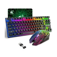 Wireless Gaming Keyboard and Mouse Combo with 87 Key Rainbow LED Backlight Re...