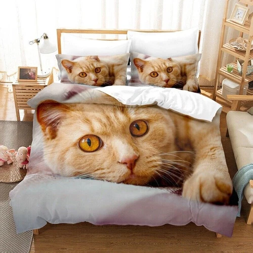 Set letto copripiumino gatto singolo/matrimoniale/re/super king materiale adatto alla pelle - Foto 17 di 37