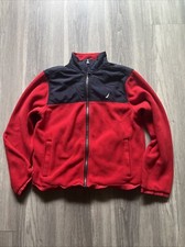 Boy Fleece Zip Sweatshirt Size M Youth 10-12 Years Polyester/Nylon Red/Navy