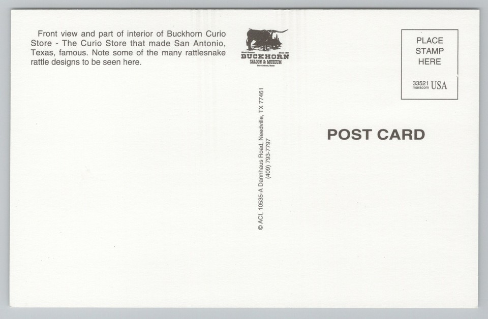 San Antonio TexasFront View Buckhorn Curio StoreVintage Postcard eBay