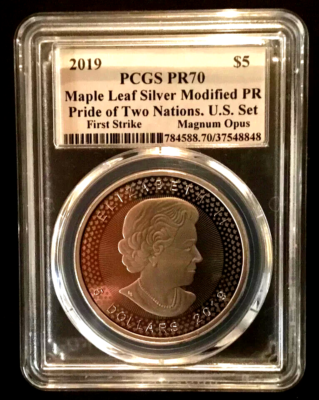 CANADA 2019 PCGS PR70 MAPLE LEAF MODIFIED MAGNUM OPUS 1OZ SILVER 
