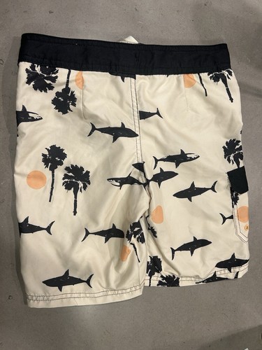Art Class Boys Swim Trunks 7 Sharks Tan Black Lined - Picture 2 of 8