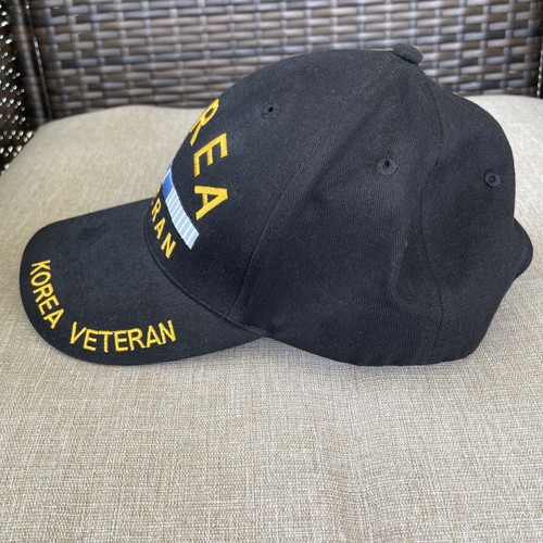 KOREA VETERAN Black 100% Cotton Adjustable Back Strap Hat Cap Military Vet Cap - Picture 4 of 9