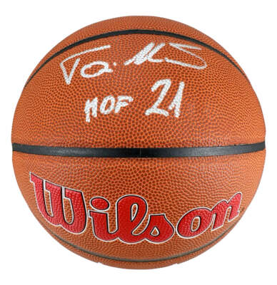 Toni Kukoc Signed HOF 21 Inscription Chicago Bulls Wilson NBA Team Logo Basketba